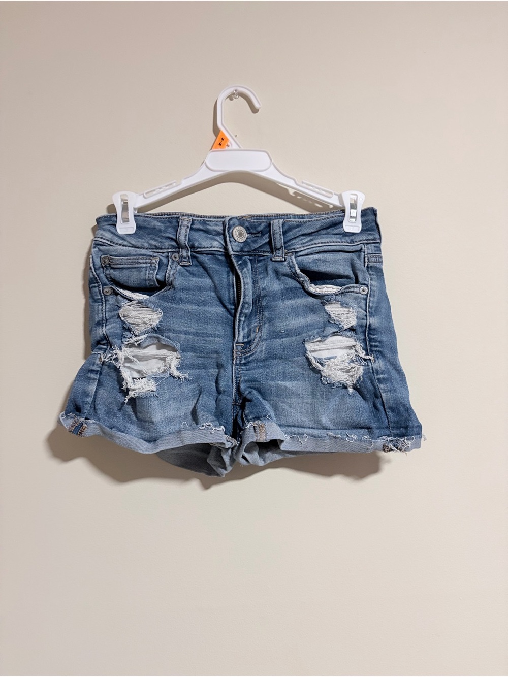 American Eagle Outfitters Ripped Light Blue Denim Shorts